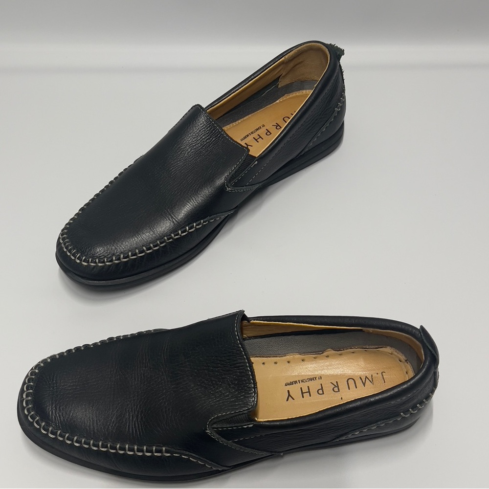 J Murphy Johnston and Murphy 9 1/2M  Black Slip On Loafers